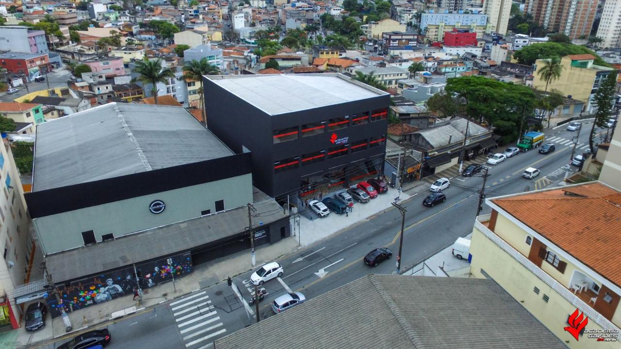 Vista aérea do prédio da Academia Gaviões construído pela RGK